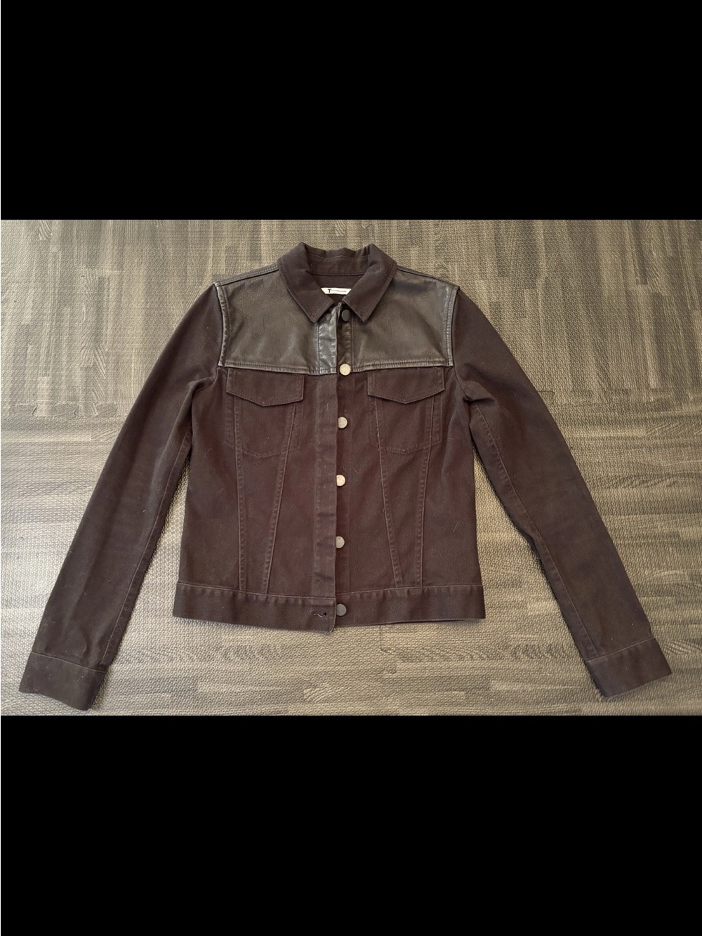 Alexander Wang Black on Black Leather Patch Trucker Jacket Women’s Size XS